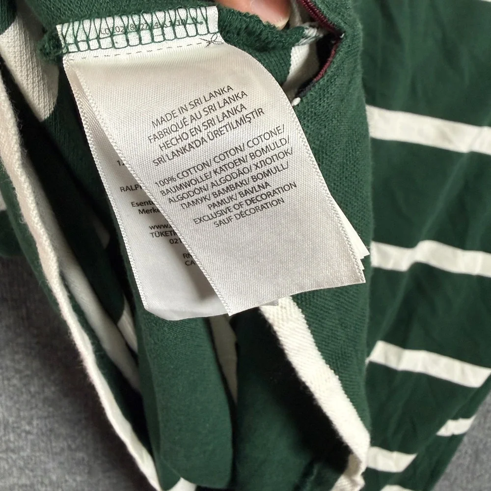 Vintage Polo Ralph Lauren Size 4XLT Polo Shirt Green Striped Cotton Golf Logo